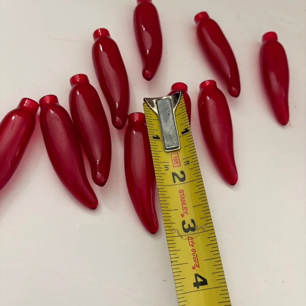 Red Chili Pepper Light Covers Replacement Set of 10 Translucent Plastic 3 Inch